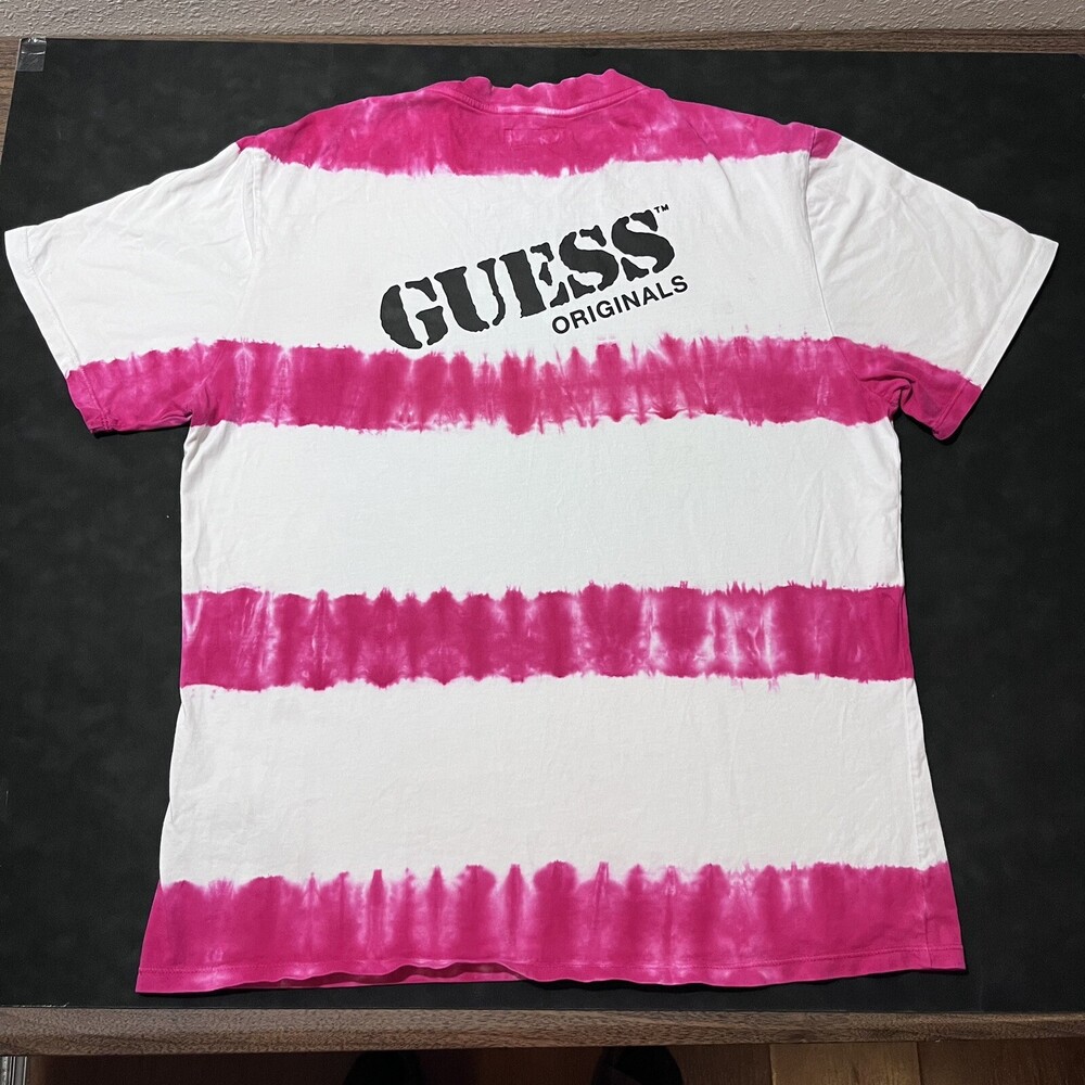 Guess Striped Shirt Tie Dye Los Angeles Pink Vintage George Marciano Neon Y2K